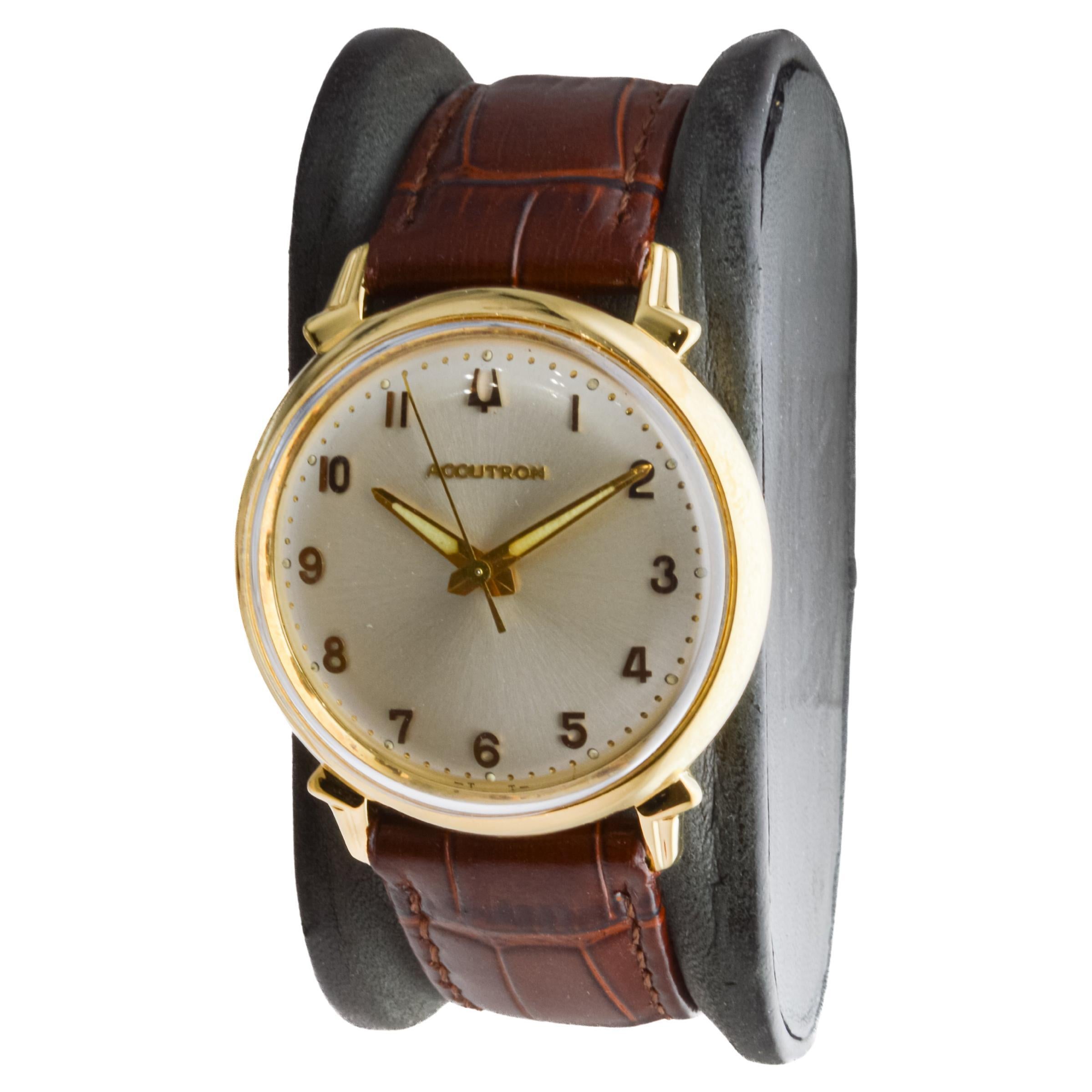 Art Deco Bulova Yellow Gold Filled Accutron Watch For Sale