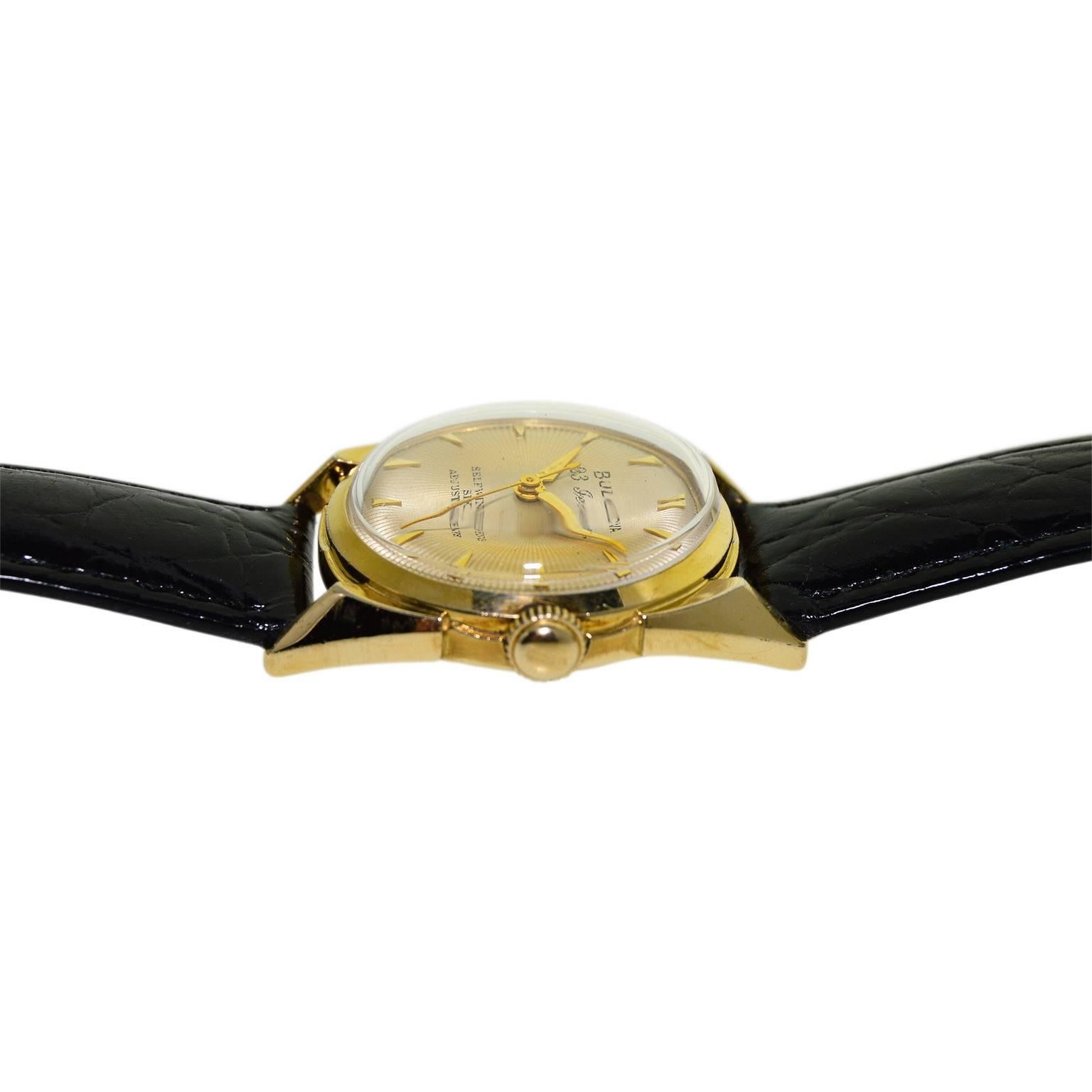 Bulova Yellow Gold Filled Art Deco Automatic Wristwatch, circa 1960s 1