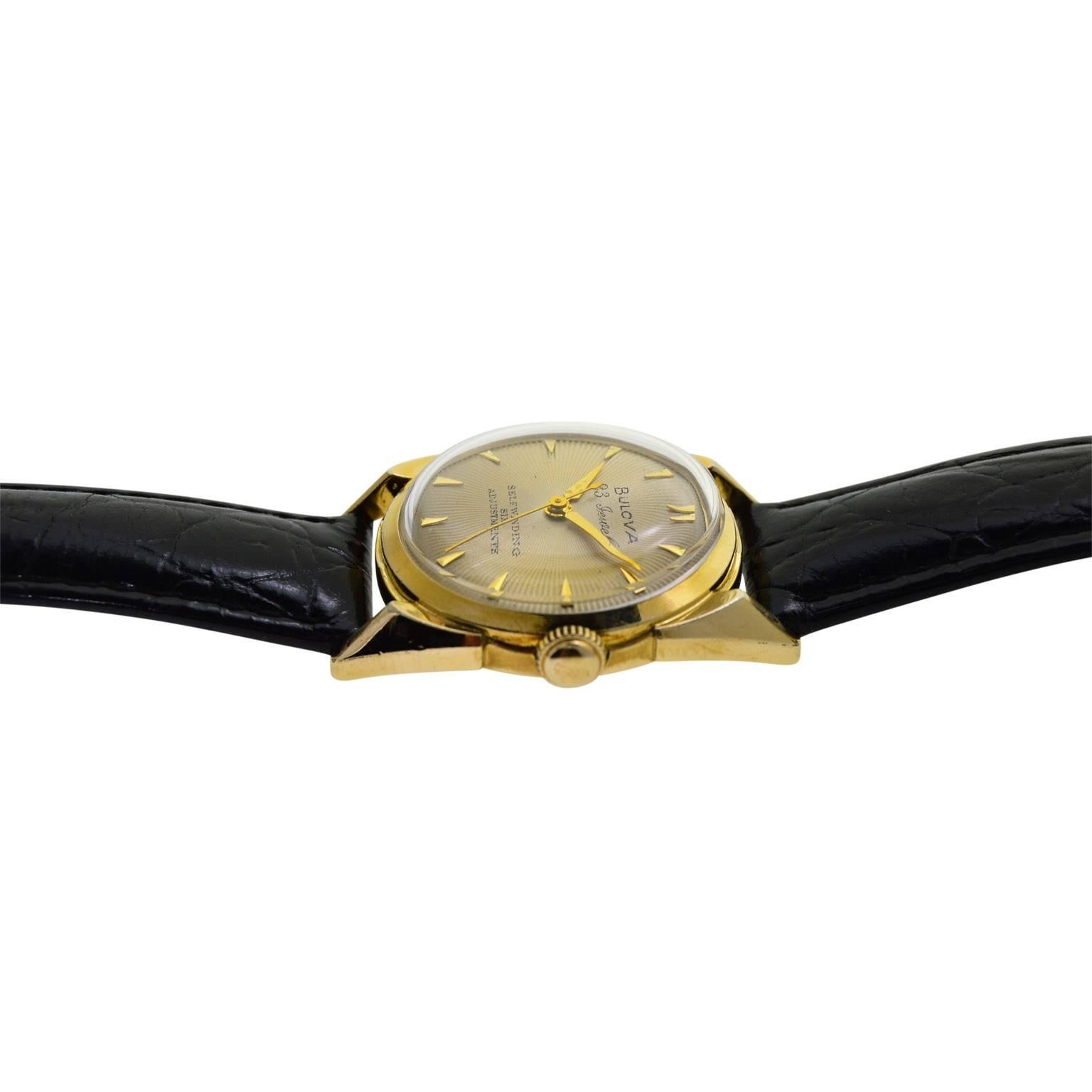 Bulova Yellow Gold Filled Art Deco Automatic Wristwatch, circa 1960s 2