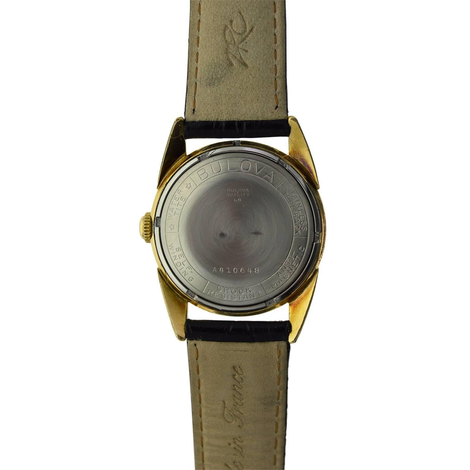 Bulova Yellow Gold Filled Art Deco Automatic Wristwatch, circa 1960s 3