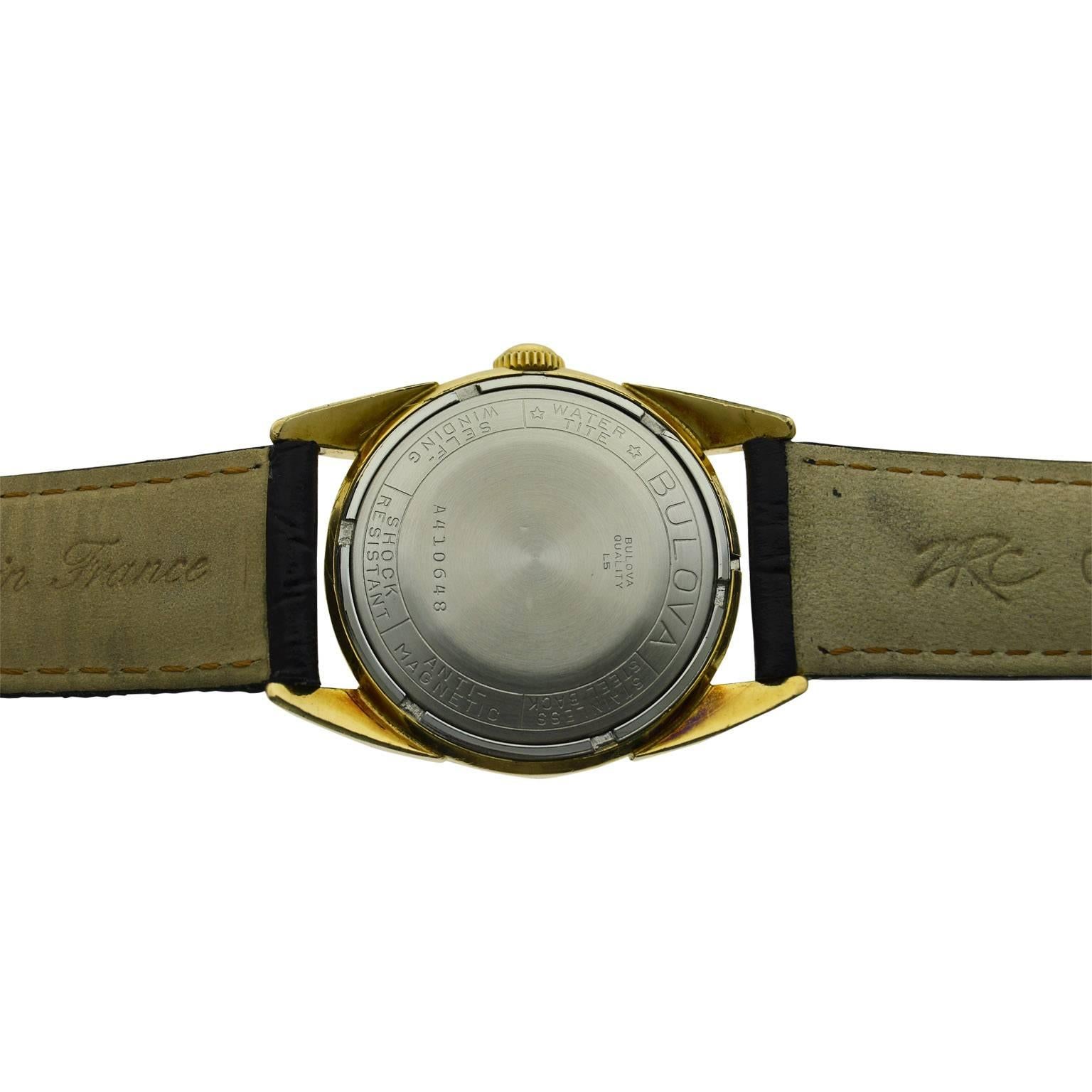 Bulova Yellow Gold Filled Art Deco Automatic Wristwatch, circa 1960s 4