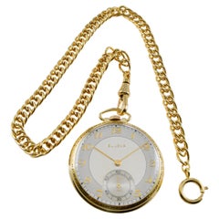 Bulova Yellow Gold Filled Art Deco Pocket Watch circa 1940
s with Flawless Dial
