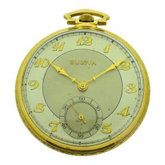 Vintage Bulova Yellow Gold Filled Art Deco Pocket Watch from 1939