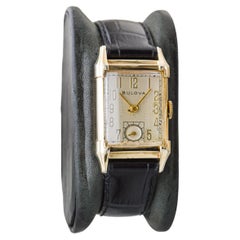 Bulova Yellow Gold Filled Art Deco Tank Watch with Original Dial from 1950's