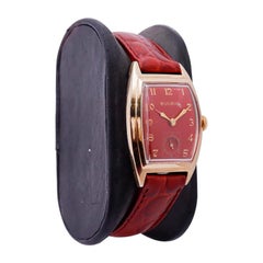 Bulova Yellow Gold Filled Art Deco Tonneau Shape Watch with Custom Finished Dial
