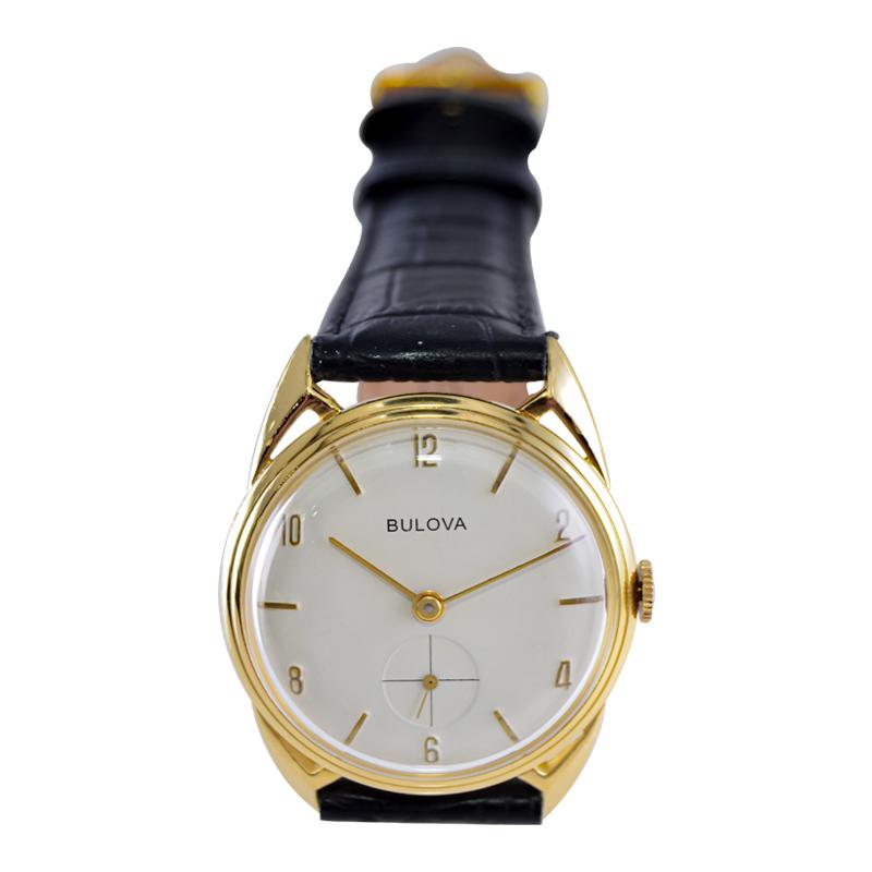 Bulova Yellow Gold Filled Art Deco Watch from 1950's Just Serviced 2
