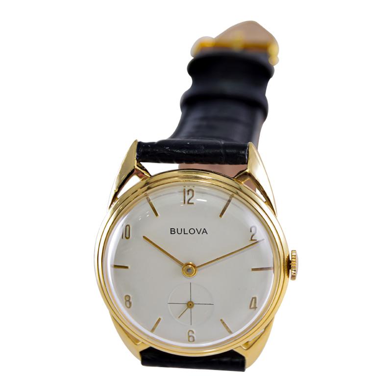 Bulova Yellow Gold Filled Art Deco Watch from 1950's Just Serviced 3