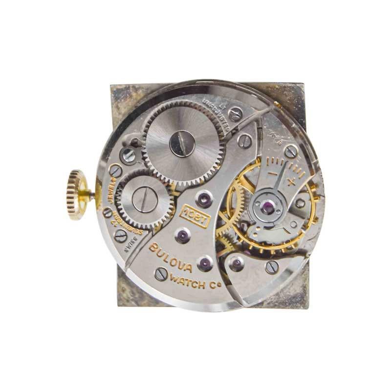 Bulova Yellow Gold Filled Art Deco Watch with Custom Finished Dial 1940's 14