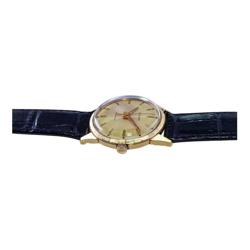 Bulova Yellow Gold Filled Art Deco Watch with Original Dial from 1960's For Sale 4