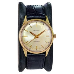 Vintage Bulova Yellow Gold Filled Art Deco Watch with Original Dial from 1960's