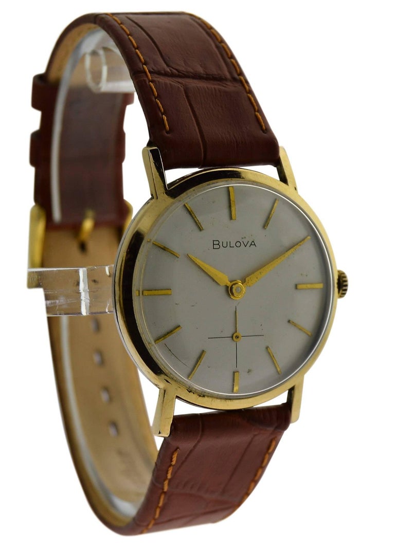 Bulova Yellow Gold Filled Original Dial Round Manual Watch at 1stDibs