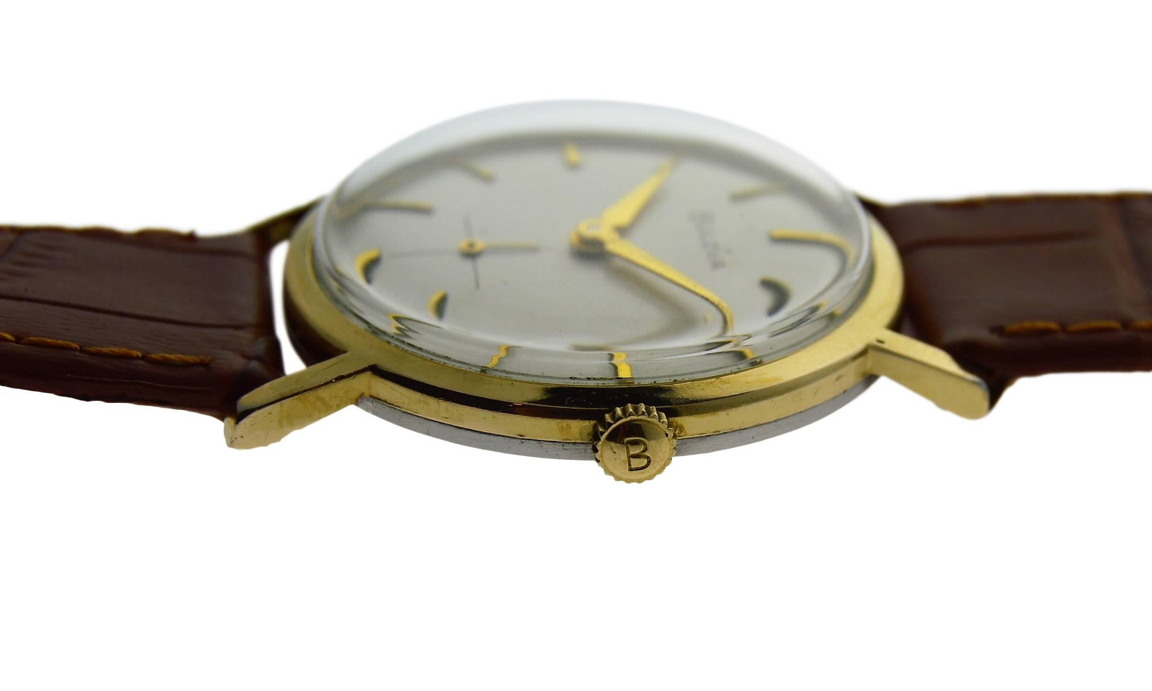 Art Deco Bulova Yellow Gold Filled Original Dial Round Manual Watch 