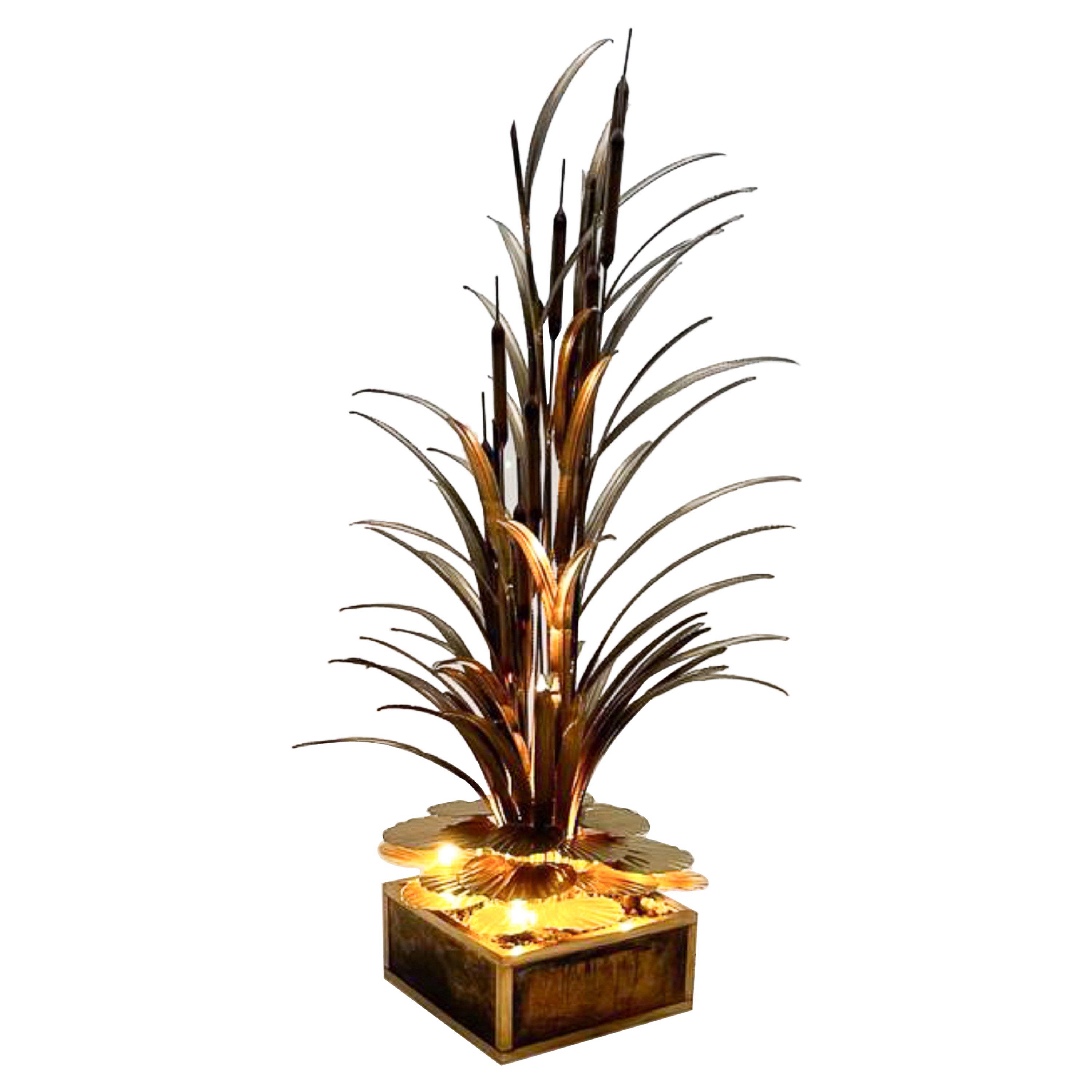 Bulrush and Water Lilies Floor Lamp by Maison Jansen, France, 1970s