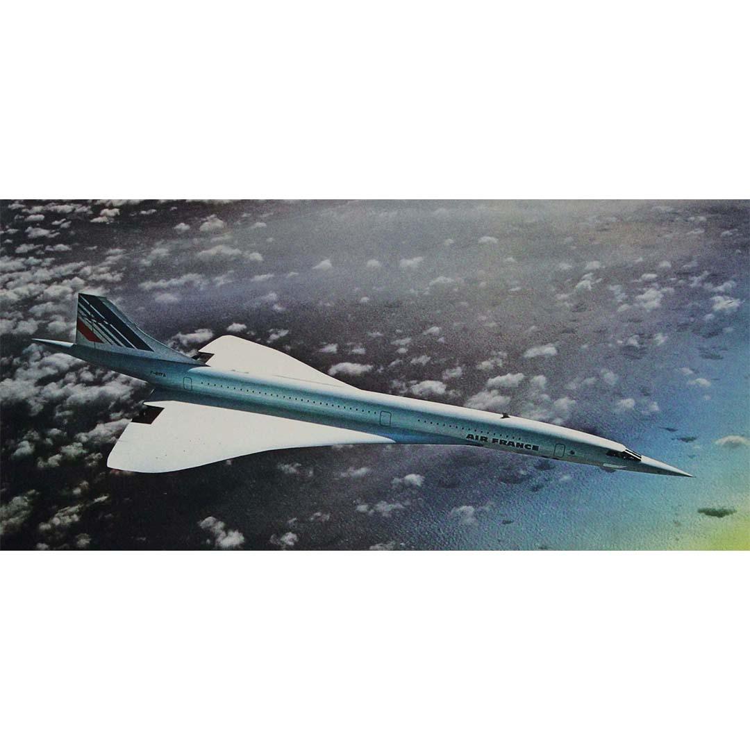 Affiche originale de 1977 de Bulté présentant le Concord d'Air France en vente 2