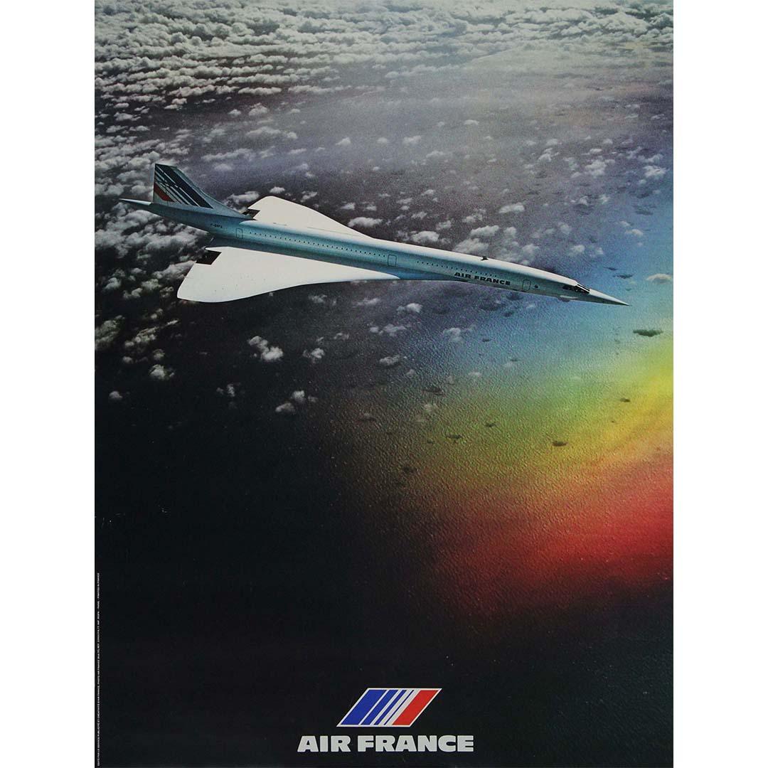 L'affiche photo originale de 1977 réalisée par Bulté et représentant le Concorde d'Air France capture l'essence de la vitesse, du luxe et de la sophistication associés à cet avion emblématique. Photographiée par Bulté, un photographe de renom connu