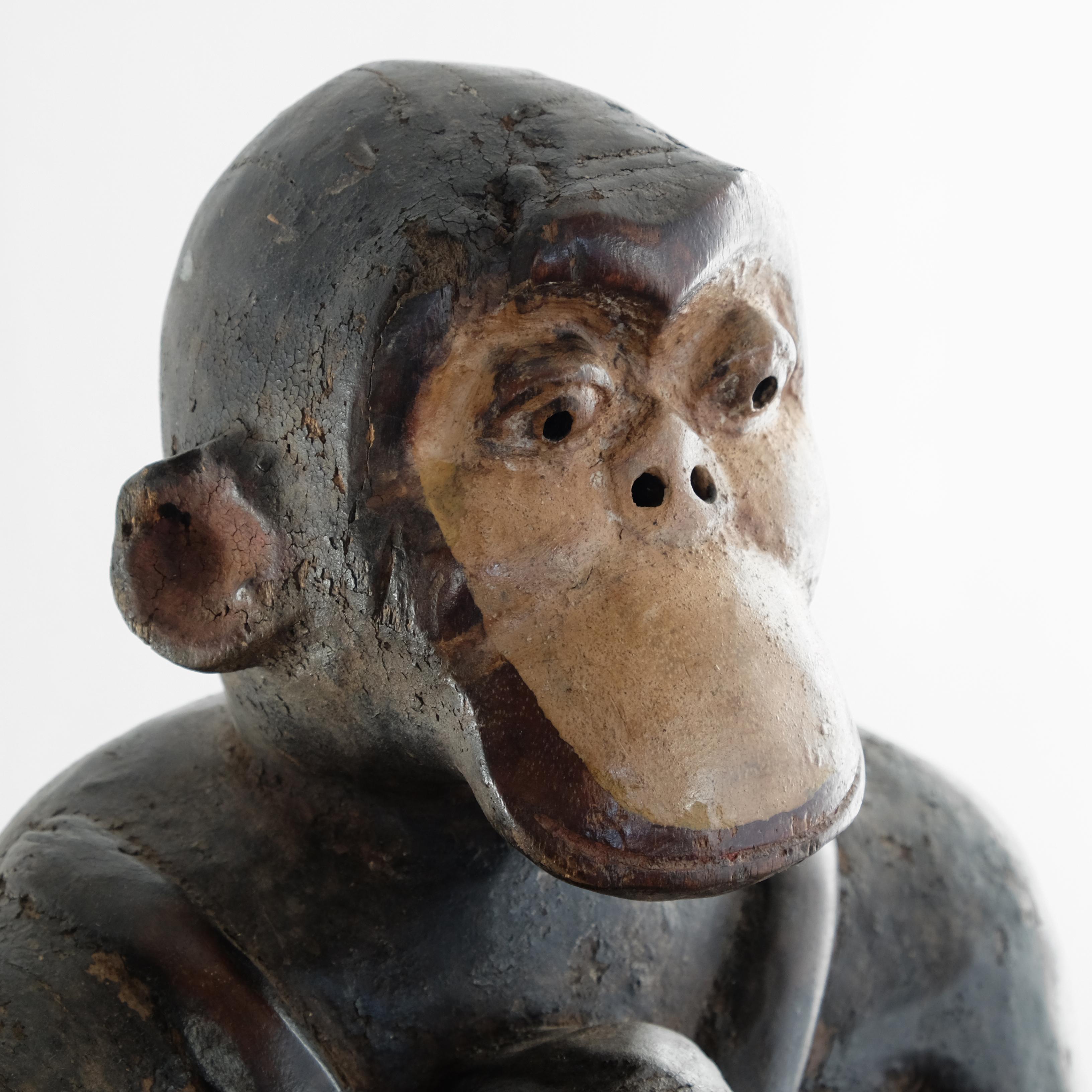 Cameroonian Bulu Tribe Carved Wooden Monkey, African Animal, Tribal Art, Early 20th Century