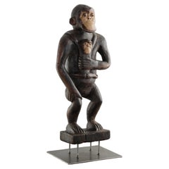 Bulu Tribe Carved Wooden Monkey, African Animal, Tribal Art, Early 20th Century