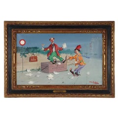 Bum Stocks Clown surrealista Pittura ad olio di Alfano Dardari
