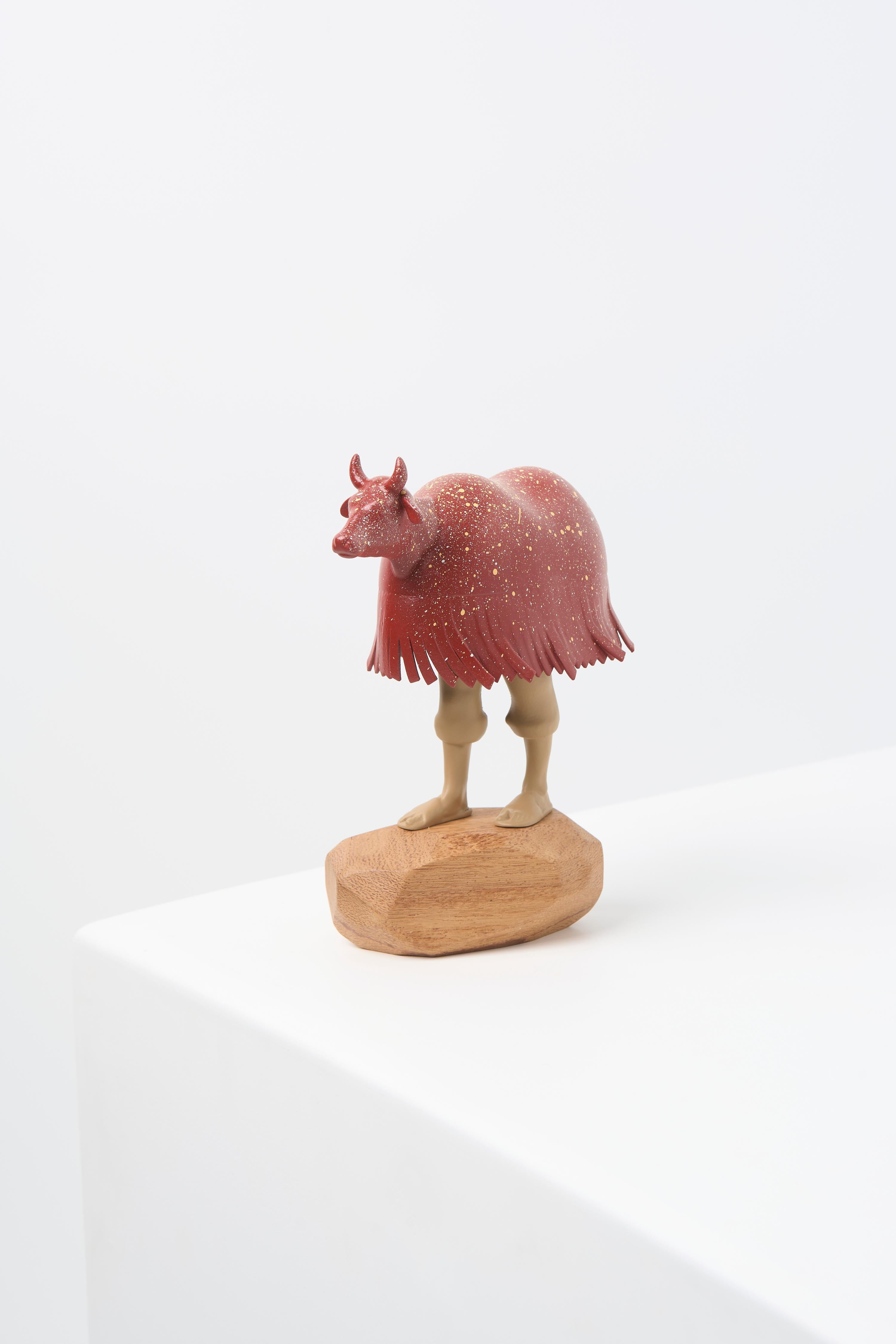 Minimalist Bumba Meu Boi Series, Resin Folklore Sculpture N1 with Wooden Base For Sale