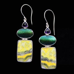 Sterling Silver Bumble Bee Jasper Pendant & Earring Set