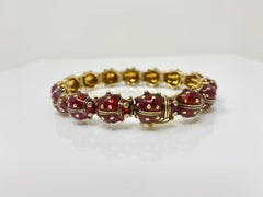 Lady Bug Diamond, Enamel and Yellow Gold Bracelet in 18 Karat