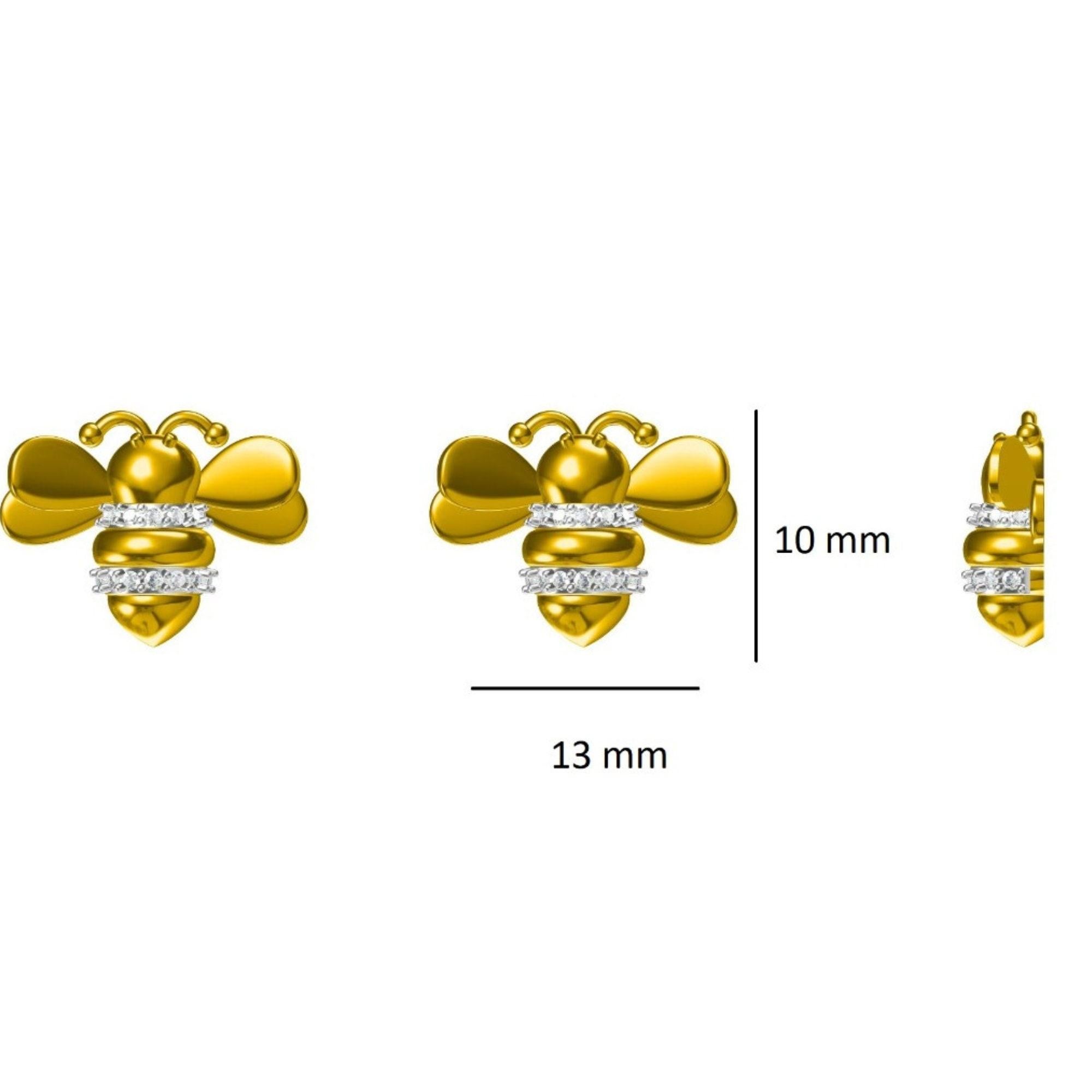 Orecchini con diamante Bumble Bee in oro massiccio 14k (certificato) in vendita 2