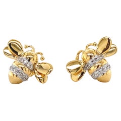 Orecchini con diamante Bumble Bee in oro massiccio 14k (certificato)
