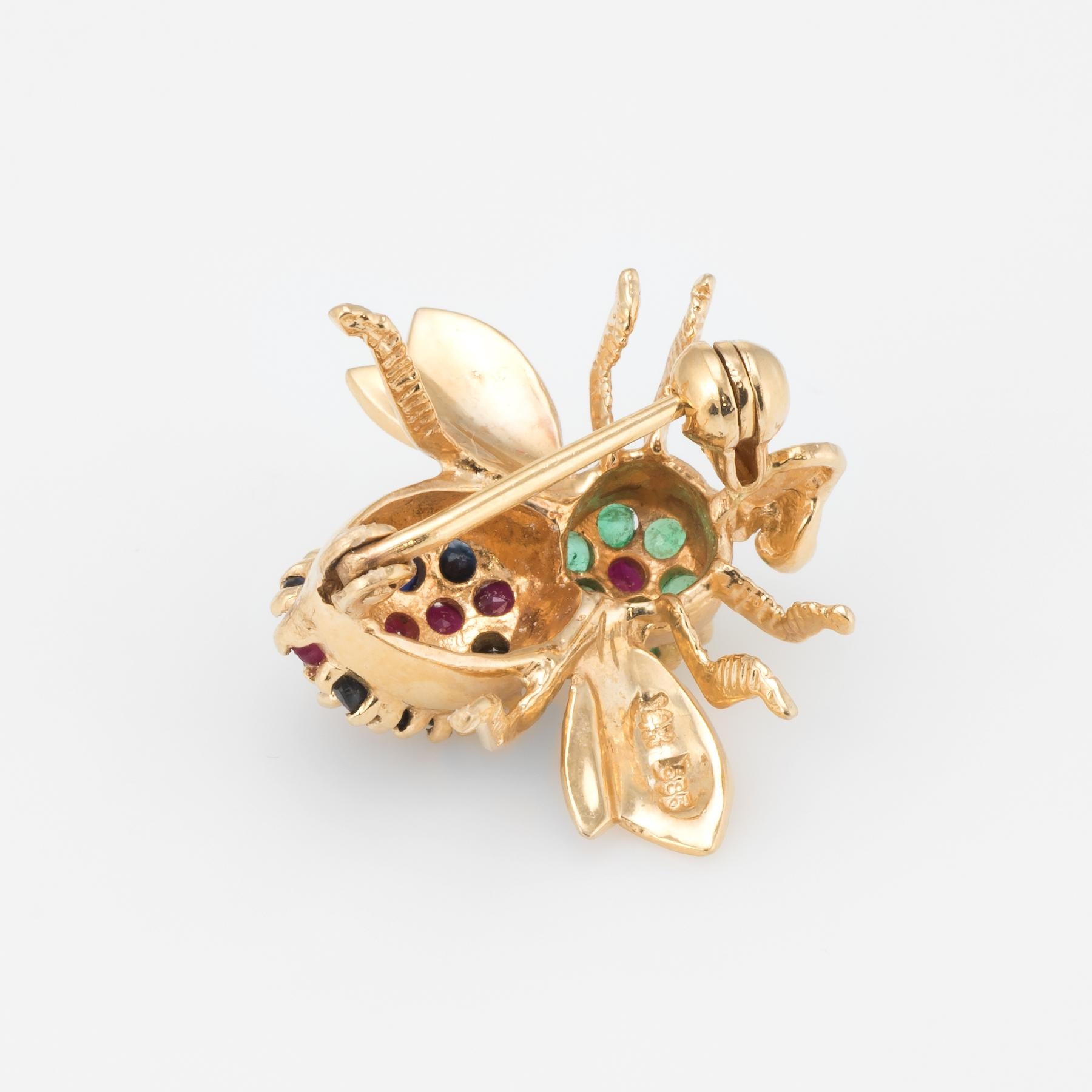 Modern Bumble Bee Pendant Brooch Pin Emerald Ruby Sapphire