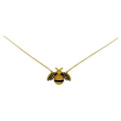Bumble Bee Pendant Necklace Yellow Gold
