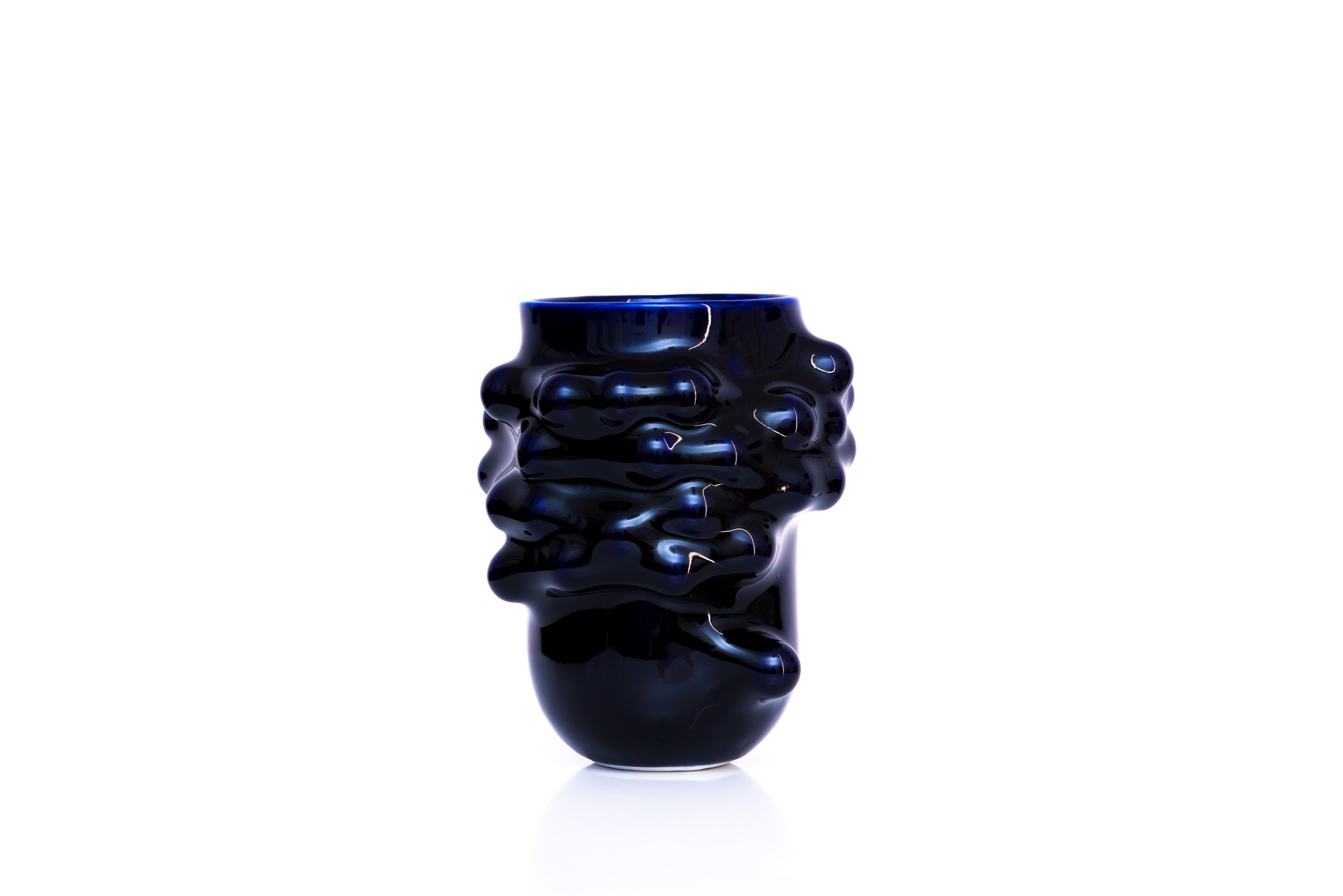 Porcelain Bumps 2.0 Cobalt Blue Vessel by Arkadiusz Szwed For Sale