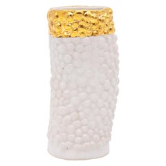 Bumpy Ceramic Vase with Gold Trim