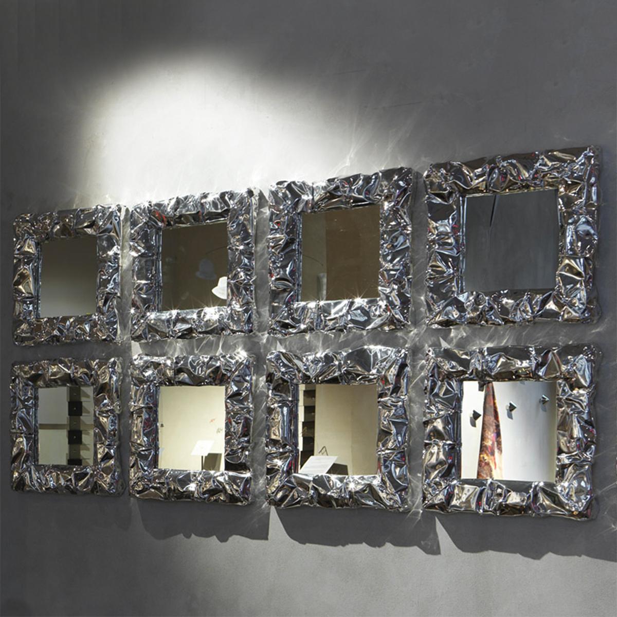 Bumpy Square Chrome Mirror In New Condition For Sale In Paris, FR