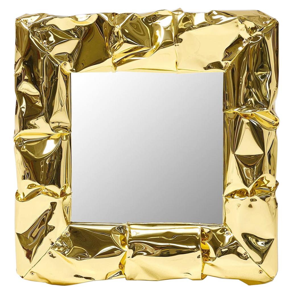 Bumpy Square Gold Mirror