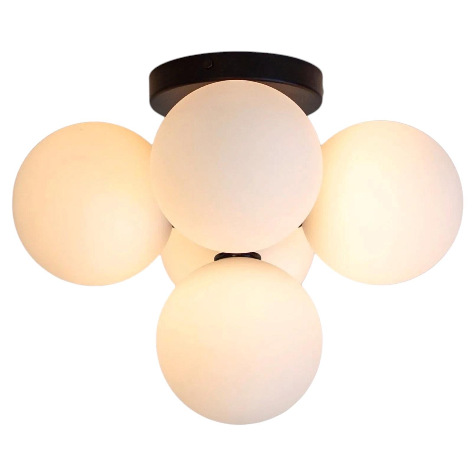 Bunch Flush Mount, Black, Research.Lighting, 5in Glass Globes, Factory 2nd