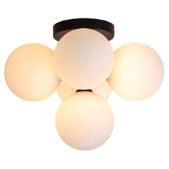Bunch Flush Mount, Black, Research.Lighting, Ceiling Light, 5in Glass Globes