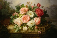 Bouquet de roses sur un entablement ,  Marie Louveau, 1880, France
