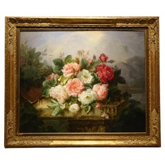 Bunch of Roses on a Entablature , Marie Louveau, 1880 France