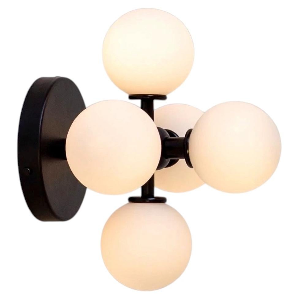 Bunch Sconce, Black, from Research.Lighting, Wall Lamp with 5 Small Glass Globes For Sale