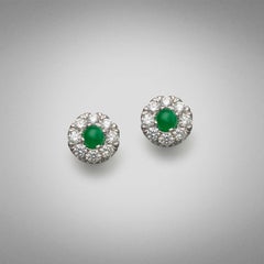 Orecchini con perno di giada da 0,91 ct e diamanti da 1,36 ct in oro bianco 18 ct BUNDA