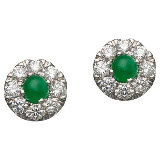 BUNDA 0.91ct Jade and 1.36ct Diamonds stud earrings in 18k white gold