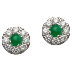 BUNDA 0.91ct Jade and 1.36ct Diamonds stud earrings in 18k white gold