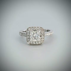 BUNDA 1.02ct princess cut Diamond and 0.45ct Diamonds Engagement ring 18k gold