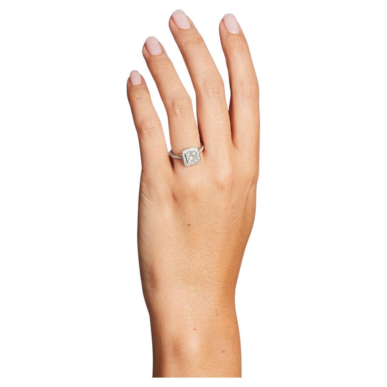 BUNDA Anillo de compromiso de diamantes talla princesa de 1,02 ct y diamantes de 0,45 ct Oro de 18k Corte princesa en venta