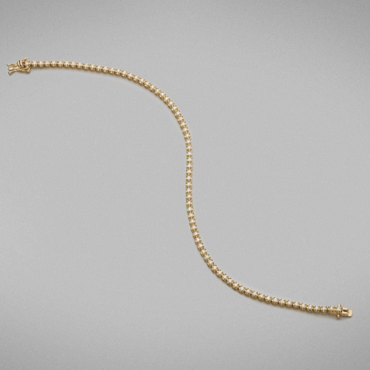 Femenino o masculino BUNDA Pulsera de tenis de oro amarillo de 18 quilates con 1,08 quilates de diamantes en venta