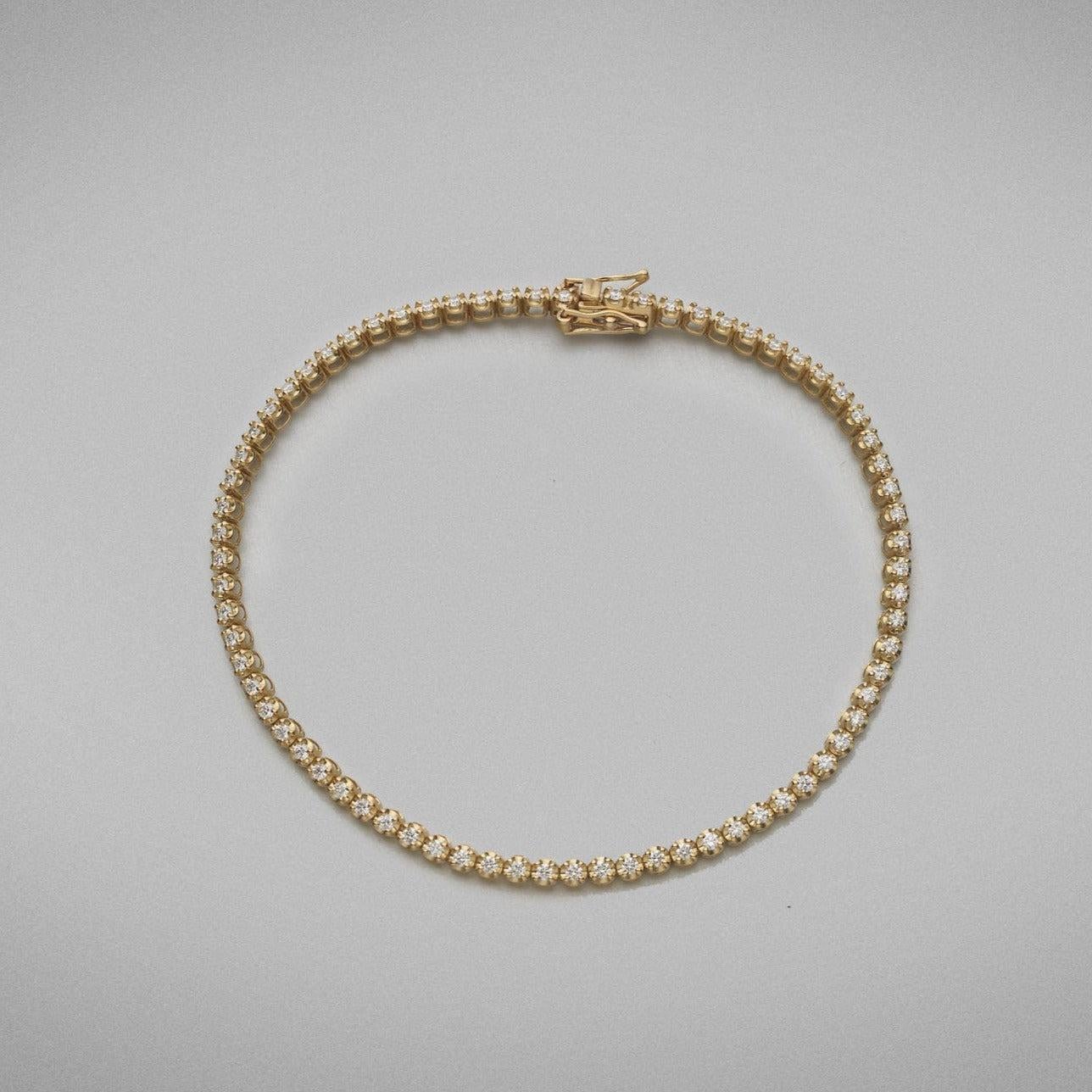 BUNDA Pulsera de tenis de oro amarillo de 18 quilates con 1,08 quilates de diamantes en venta 2