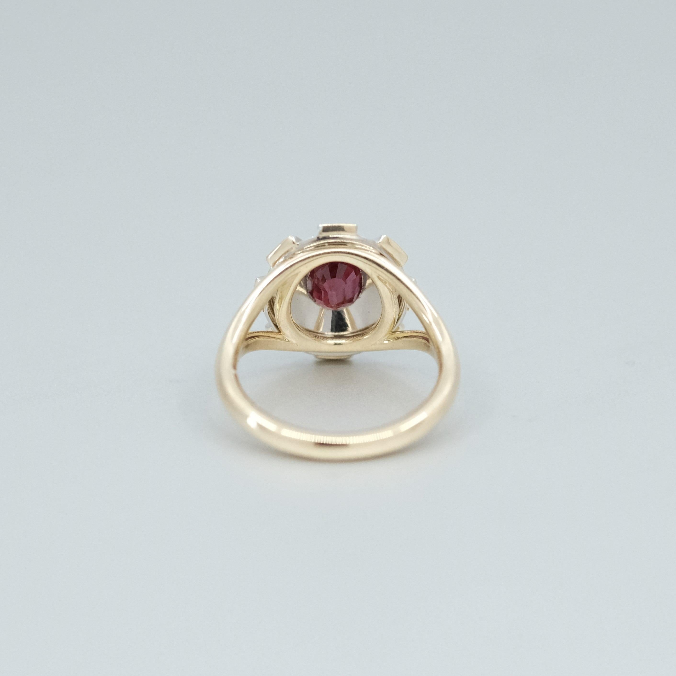 BUNDA 1.16ct Ruby and 0.30ct Diamond Ring in 18k yellow and white gold For Sale 2