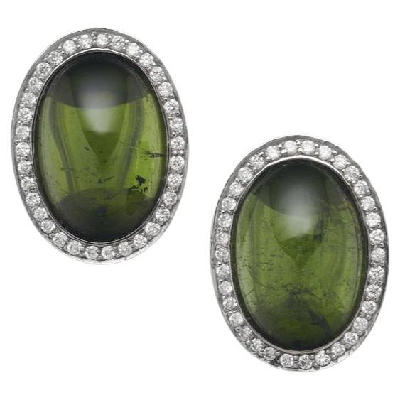 BUNDA 14.5ct Tourmaline and 0.34ct Diamonds Earrings, 18k white gold