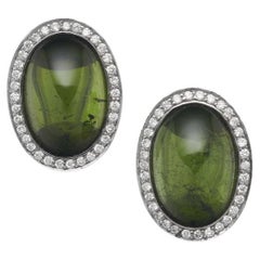BUNDA Boucles d'oreilles en or blanc 18 carats, tourmaline 14,5 carats et diamants 0,34 carat