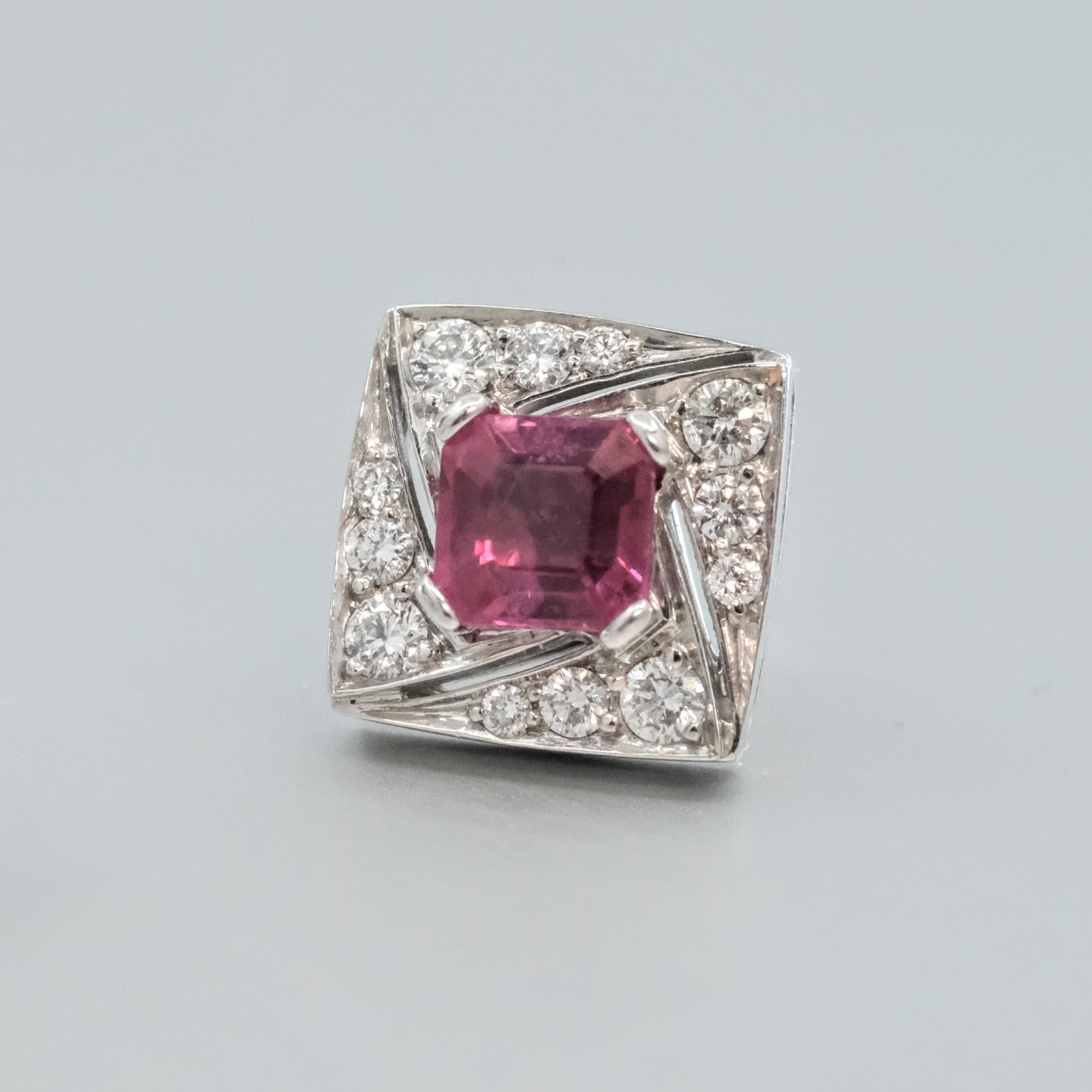 Women's or Men's BUNDA 1.51ct Burmese Rubies and 0.36ct Diamond Earrings in 18k white gold For Sale