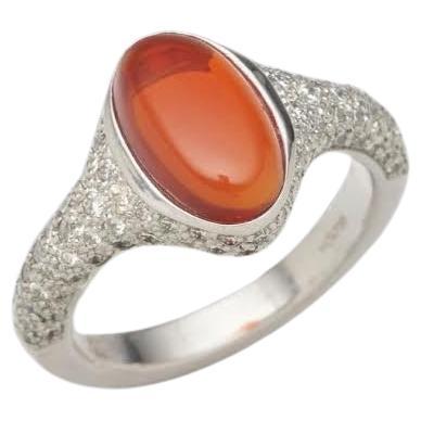 BUNDA 1.78ct Fire Opal and 0.93ct Diamonds ring in 18k white gold